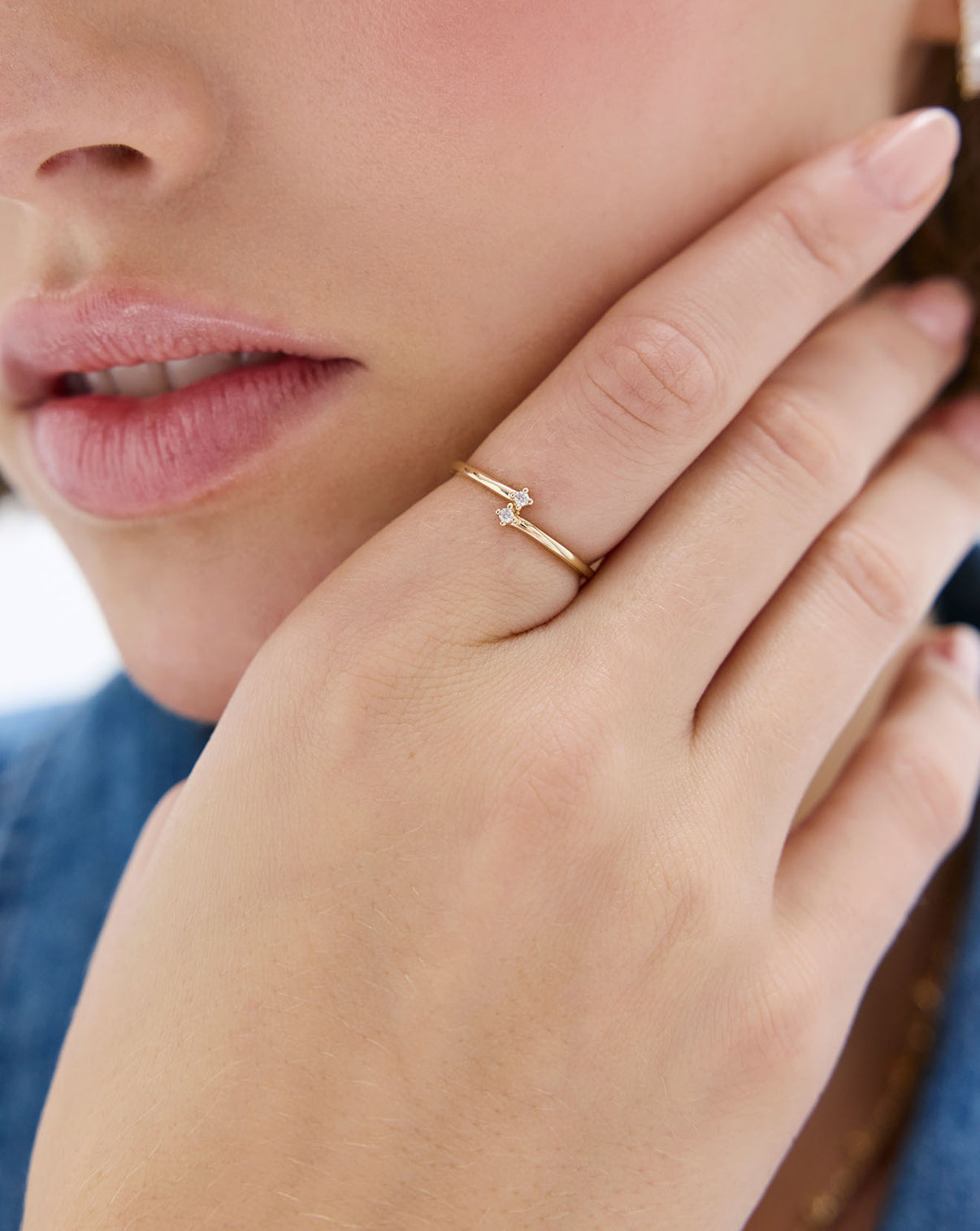Petite Diamond Wrap Ring in 14k gold, front view showcasing diamond band