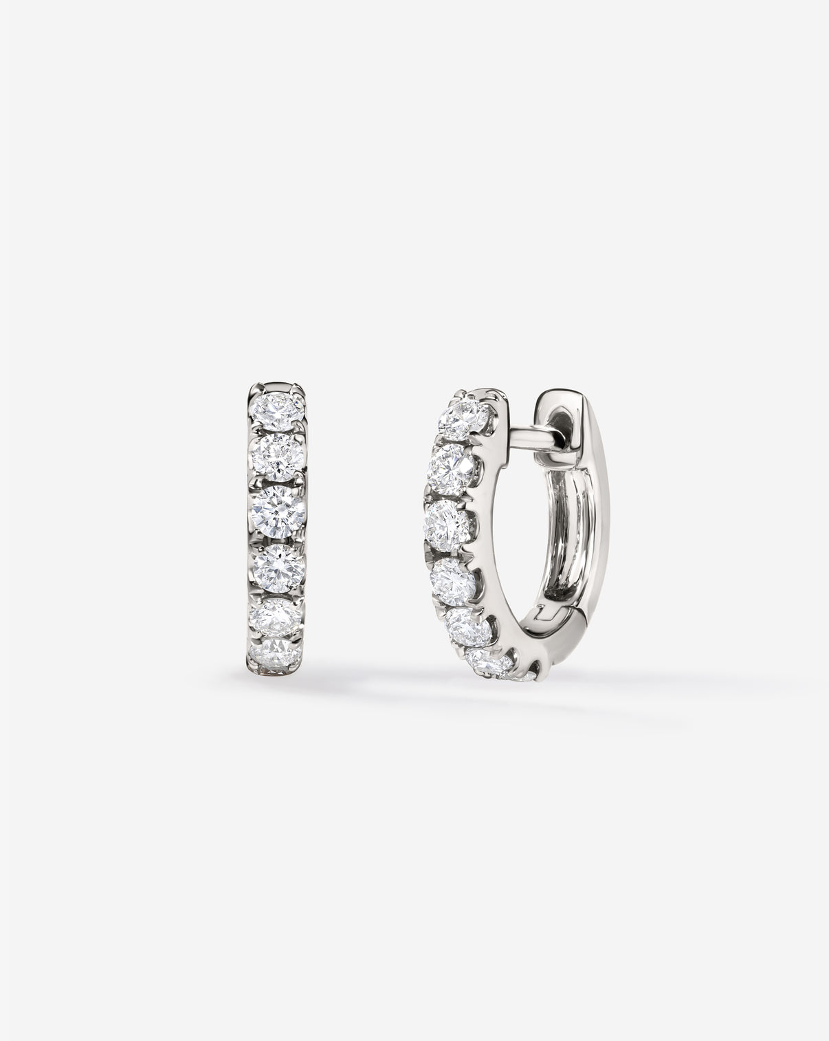 Ring Concierge Petite Jumbo Diamond Huggies Earrings 14K White Gold 