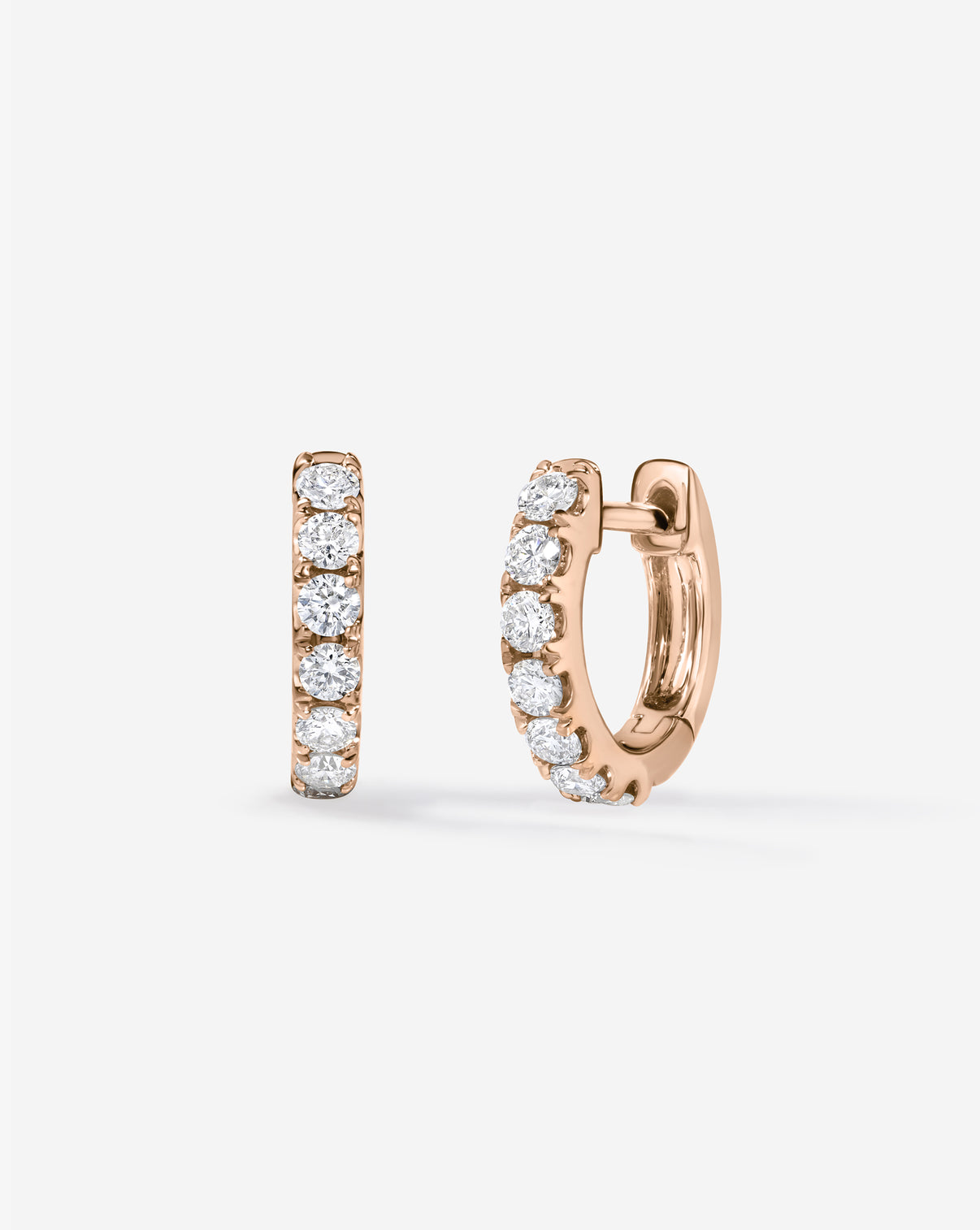 Ring Concierge Petite Jumbo Diamond Huggies Earrings 14K Rose Gold 