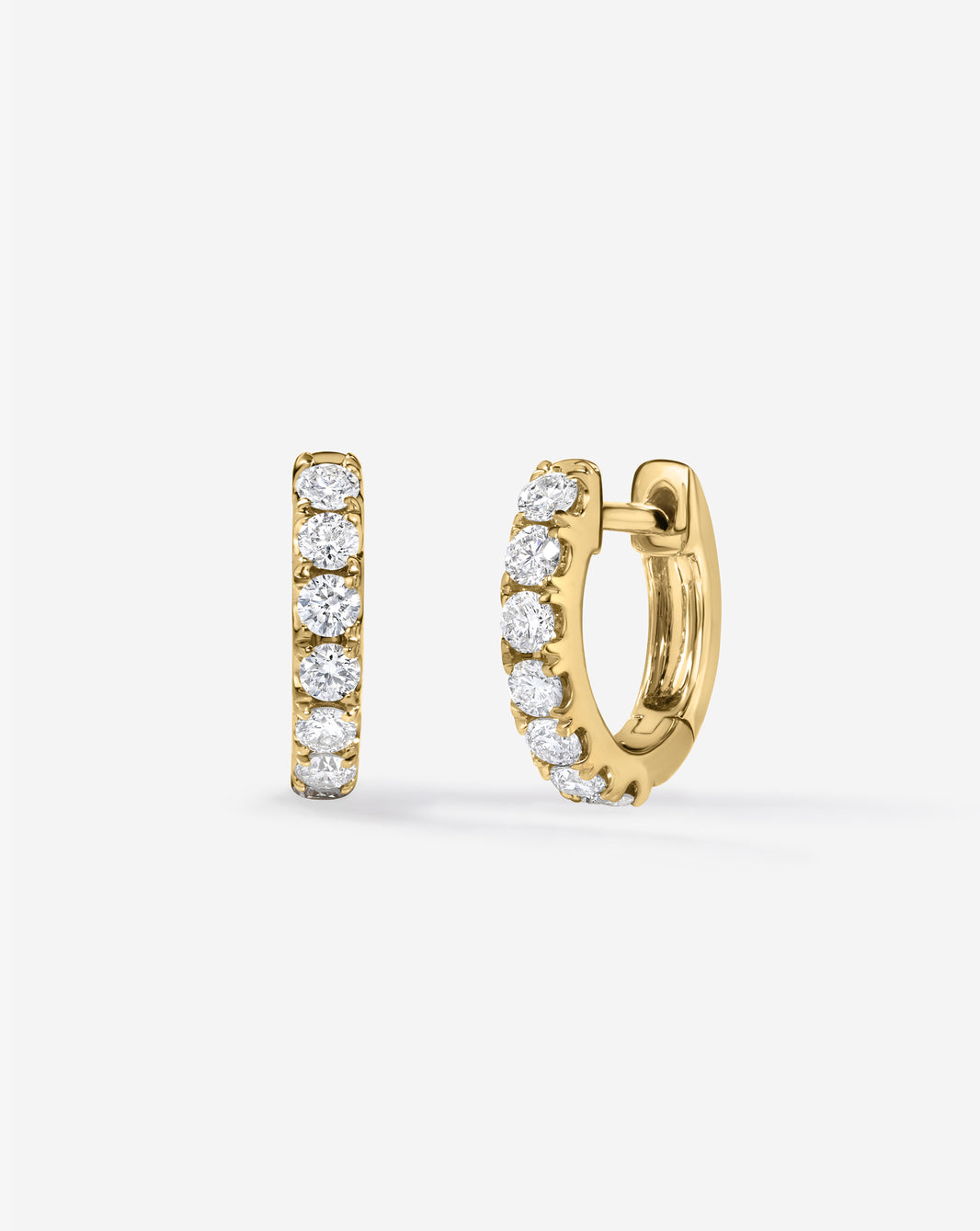 Ring Concierge Petite Jumbo Diamond Huggies Earrings 14K Yellow Gold 