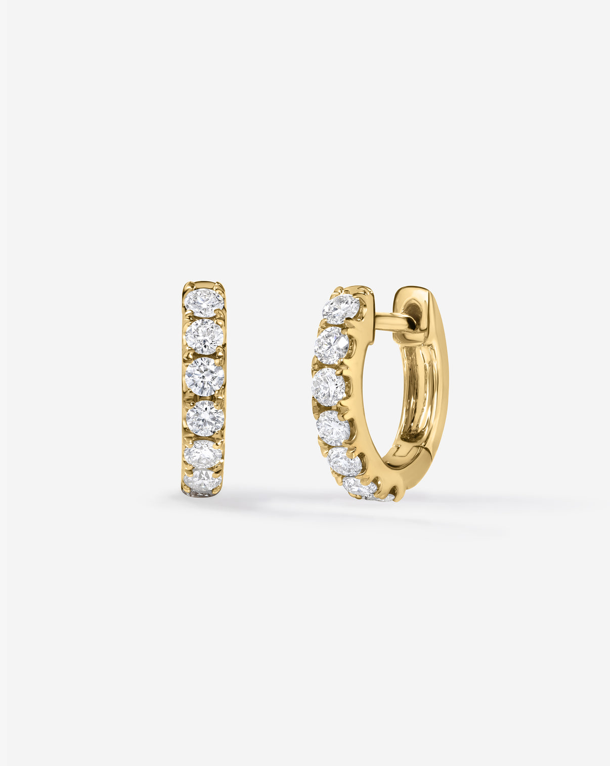 Ring Concierge Petite Jumbo Diamond Huggies Earrings 14K Yellow Gold 