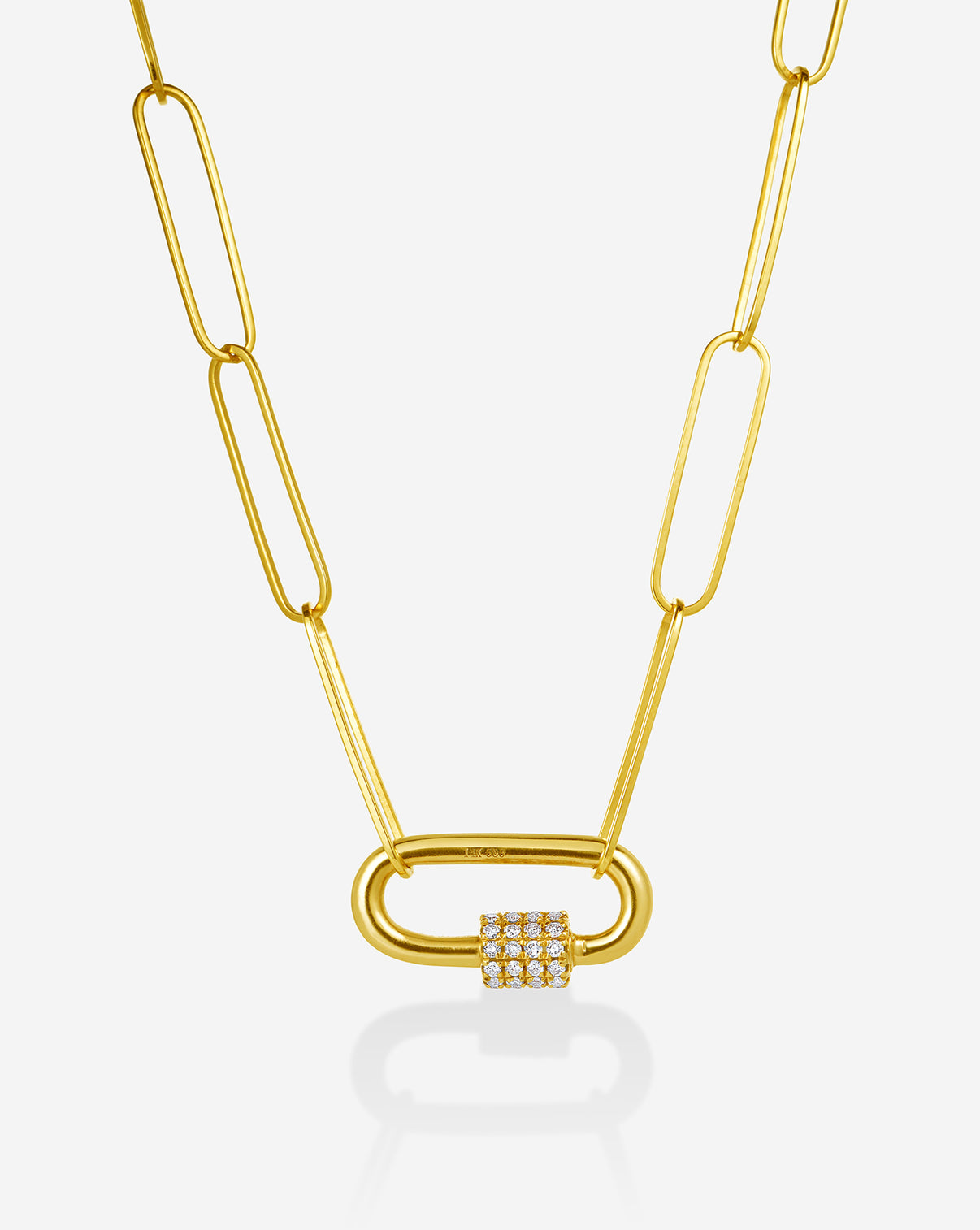 Small split chain necklace laid flat showing full length and proportions of the delicate gold chain