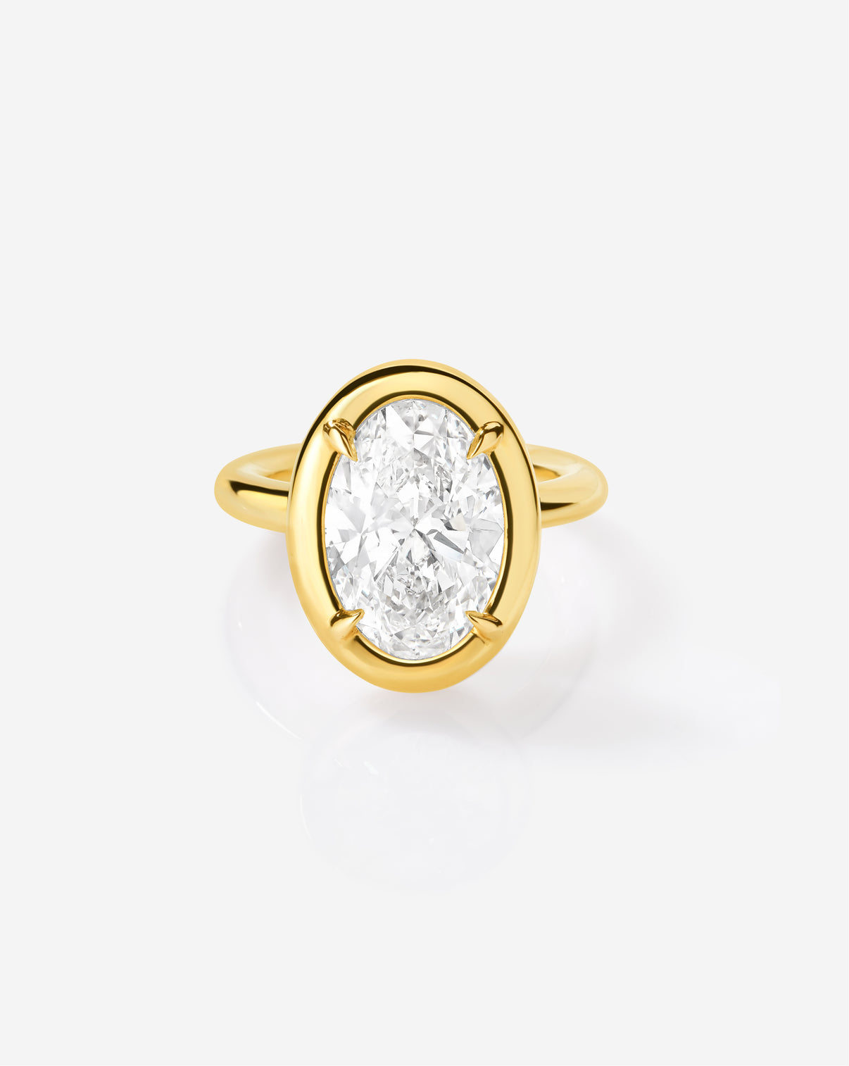 3.52 Oval Lab Diamond in Cloud Bezel in YG Front