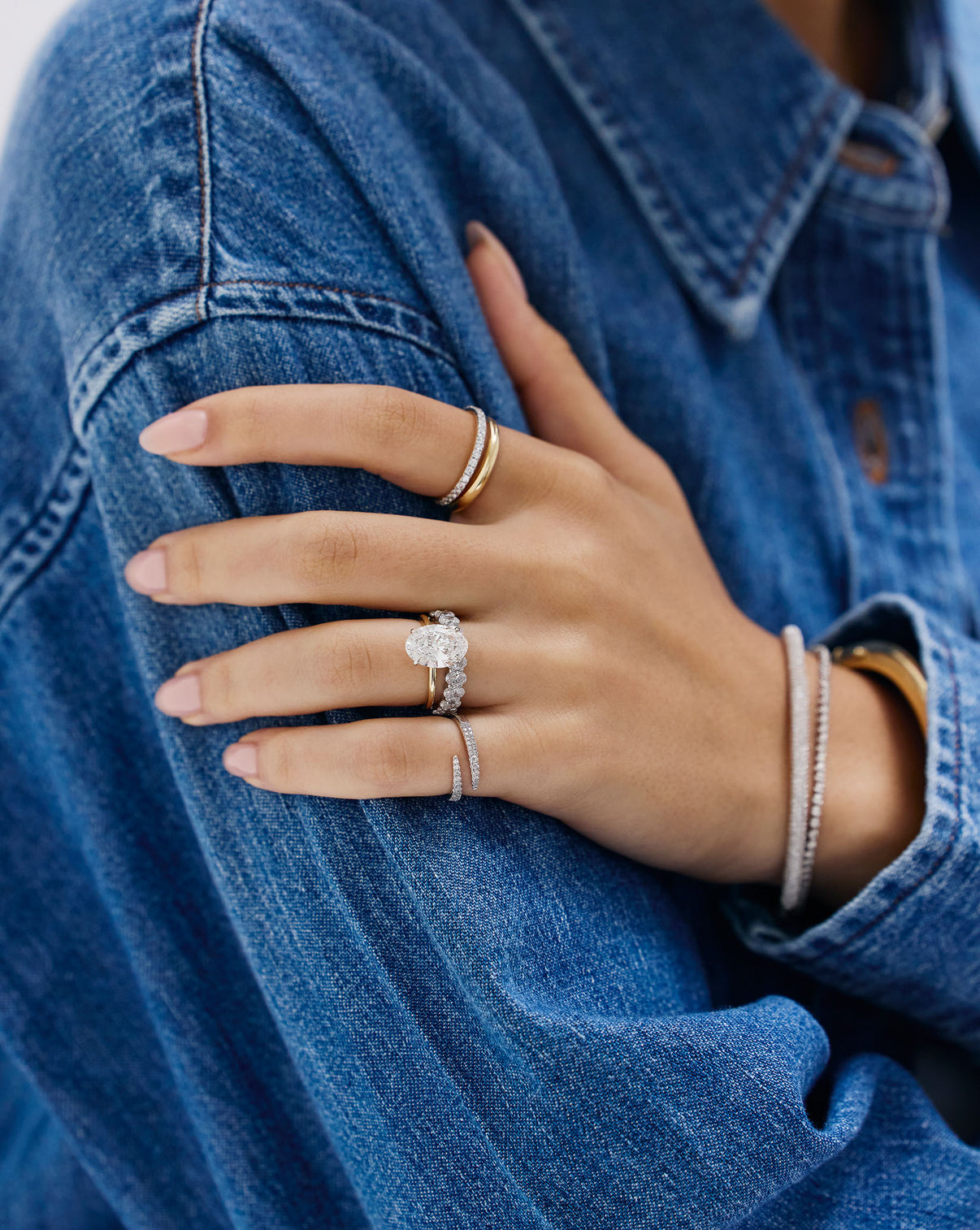 Model wearing 14k solid gold Cloud Ring showcasing the organic cloud-like texture and 5.5mm width