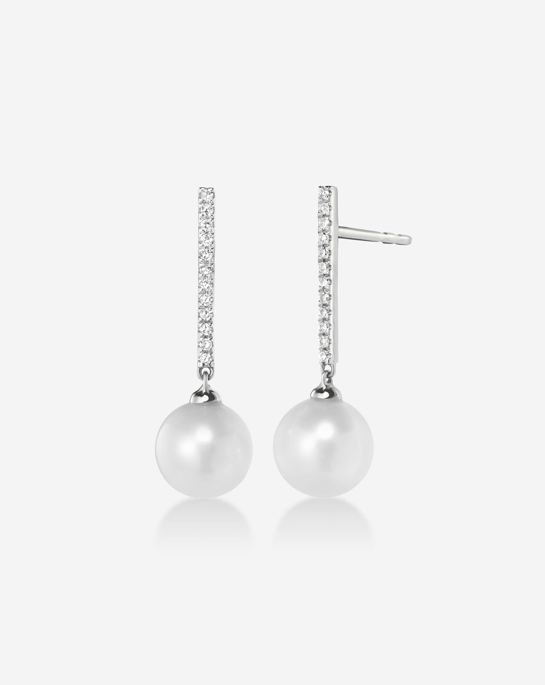 Ring Concierge Earrings 14k White Gold Diamond + Pearl Drop Earrings