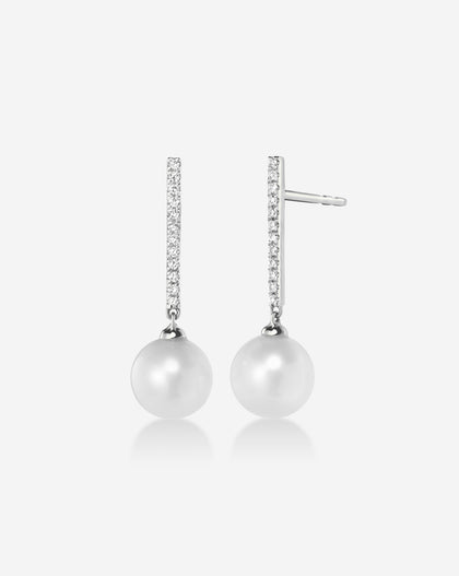 Ring Concierge Earrings 14k White Gold Diamond + Pearl Drop Earrings