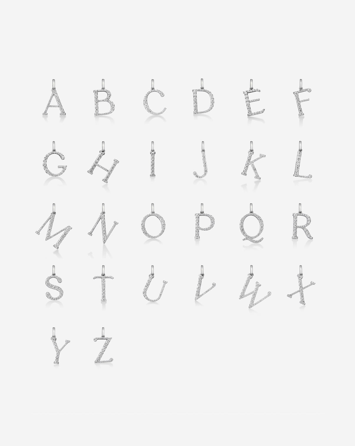 Large Diamond Initial Pendant alphabet composite in 14k white gold