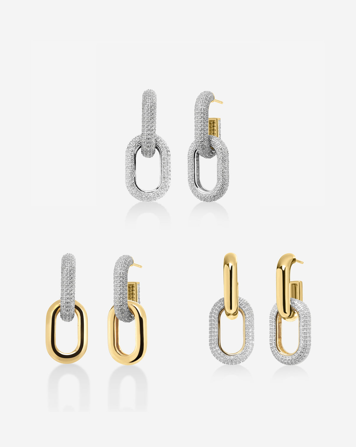 Multiway Cloud Link Earrings Yellow Gold and Pavé variations