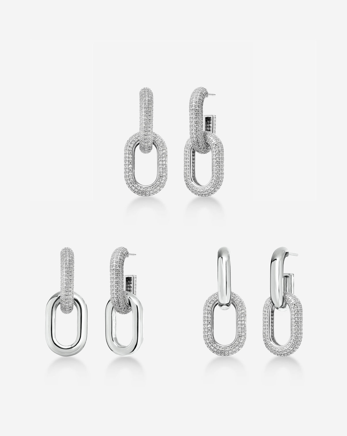 Multiway Cloud Link Earrings White Gold and Pavé variations