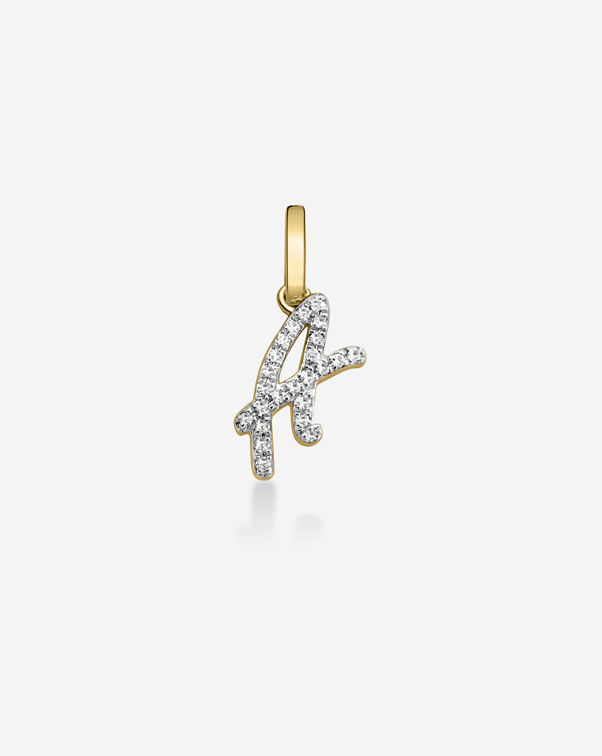 Diamond Script pendant in the letter A set in 14K Yellow Gold