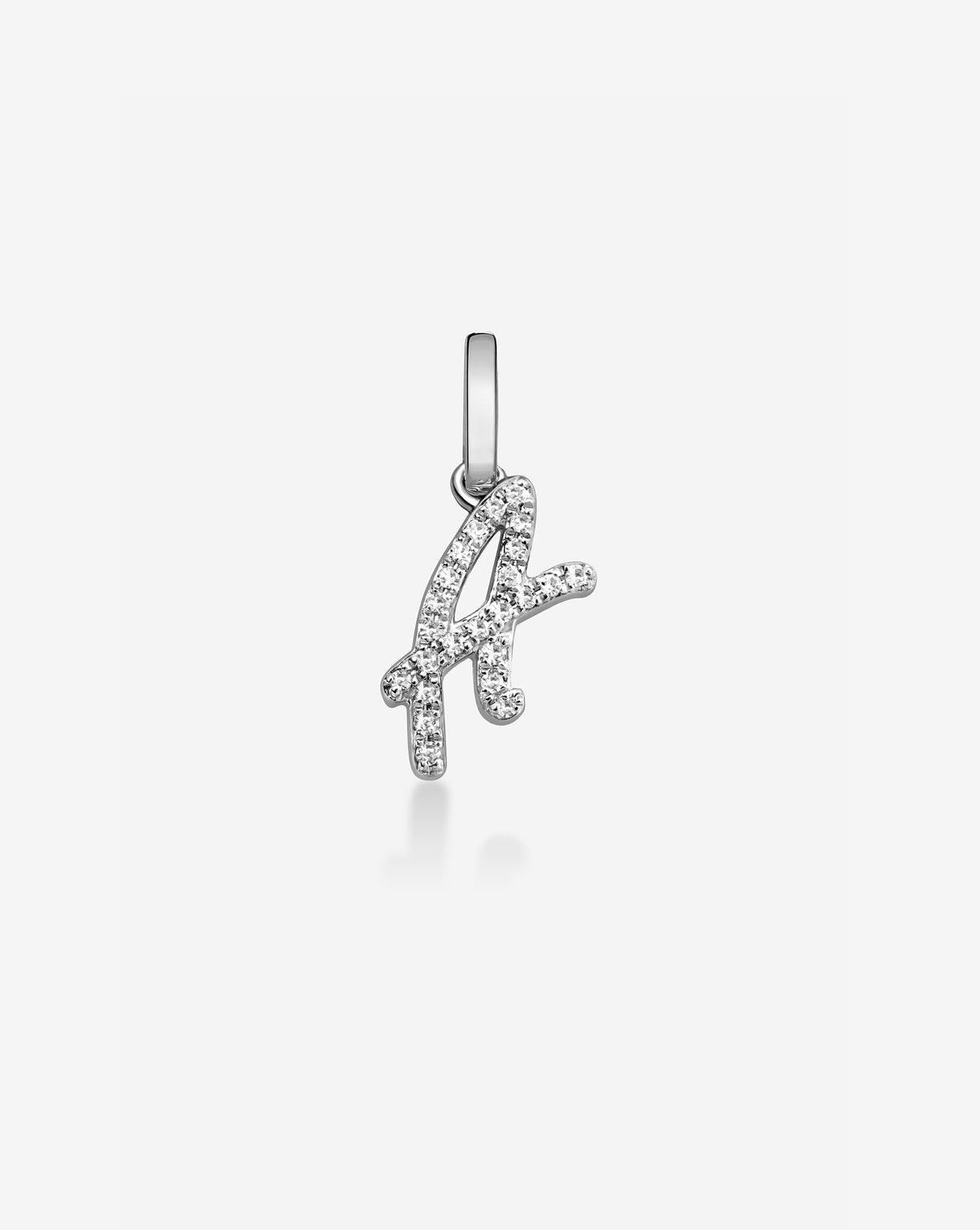 Diamond Script pendant in the letter A set in 14K White Gold