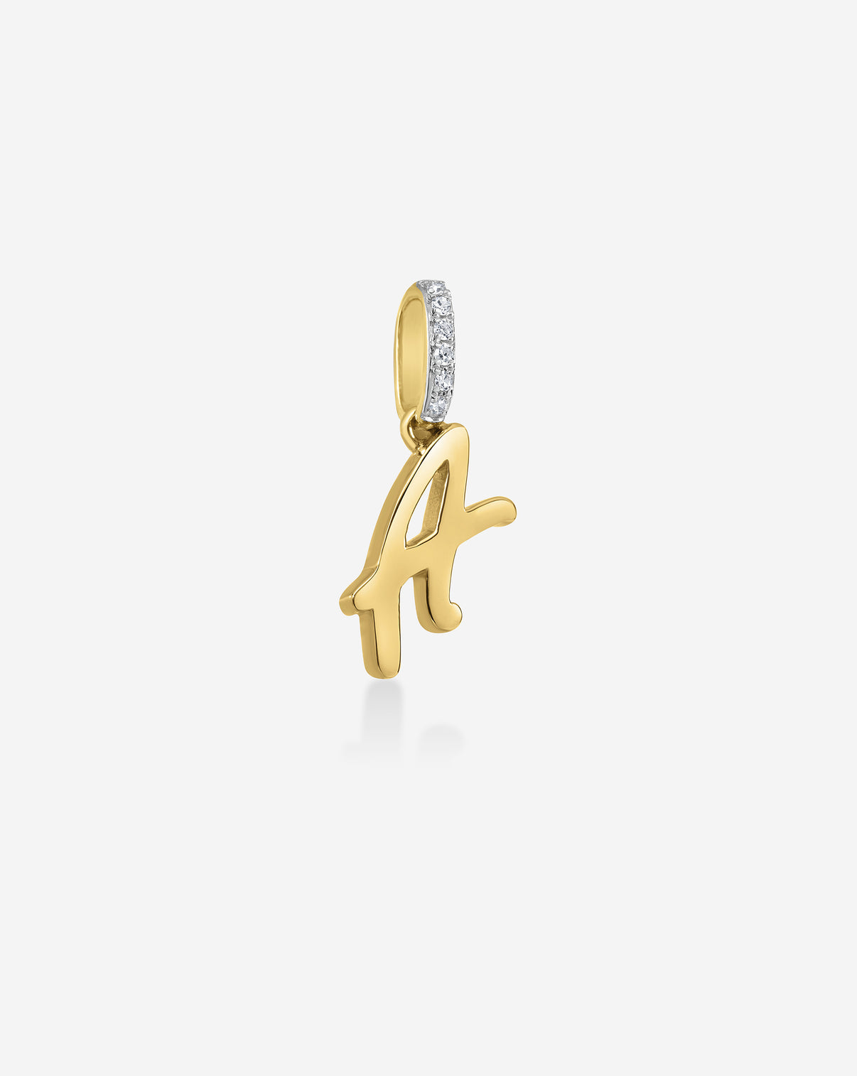 Script Initial Pendant in yellow gold product still letter A