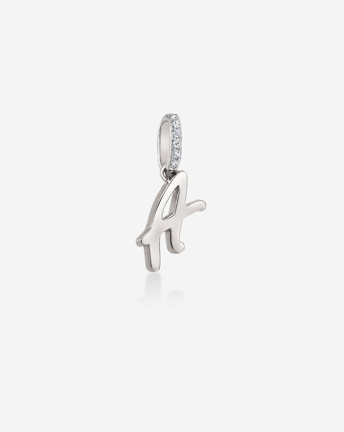 Script Initial Pendant in white gold product still letter A