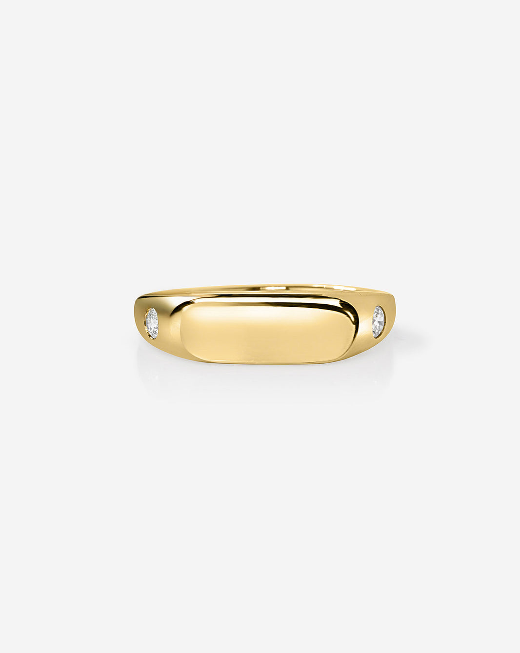 Duo Diamond Signet Ring product still image in yellow gold