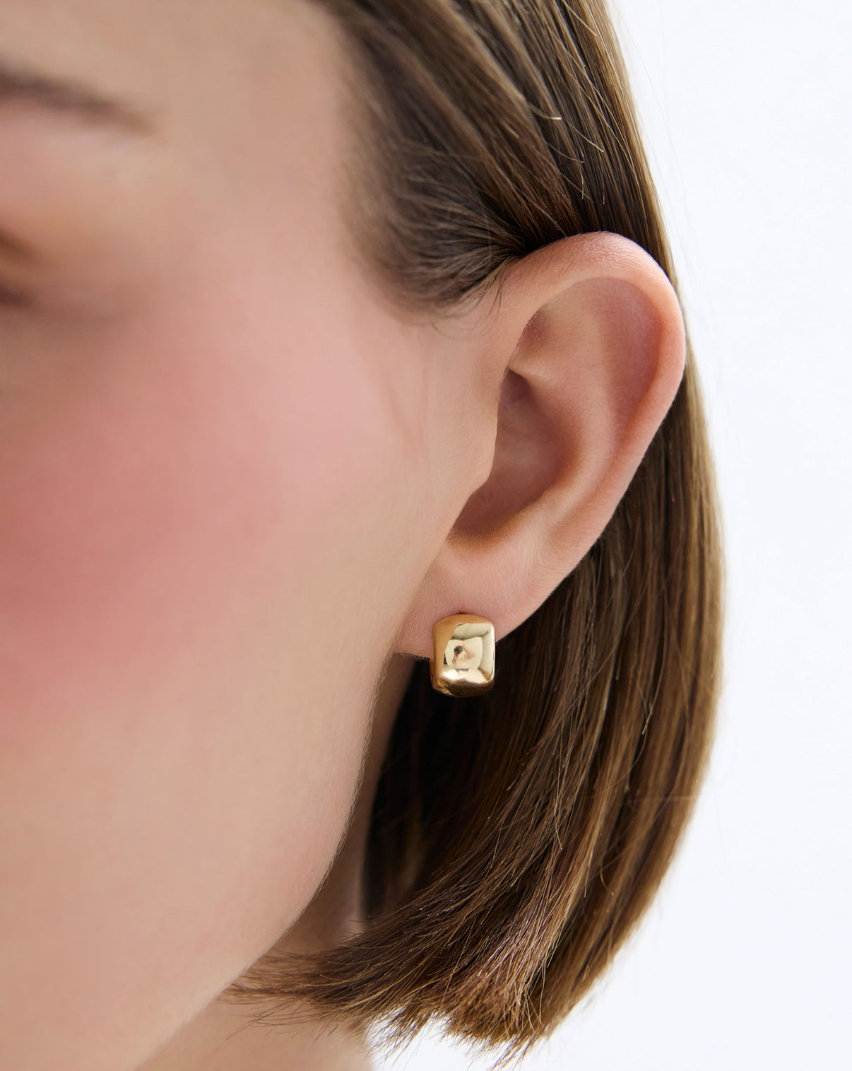 Ring Concierge Bold Gold Cloud Huggies 14k Yellow Gold - on-model on the ear