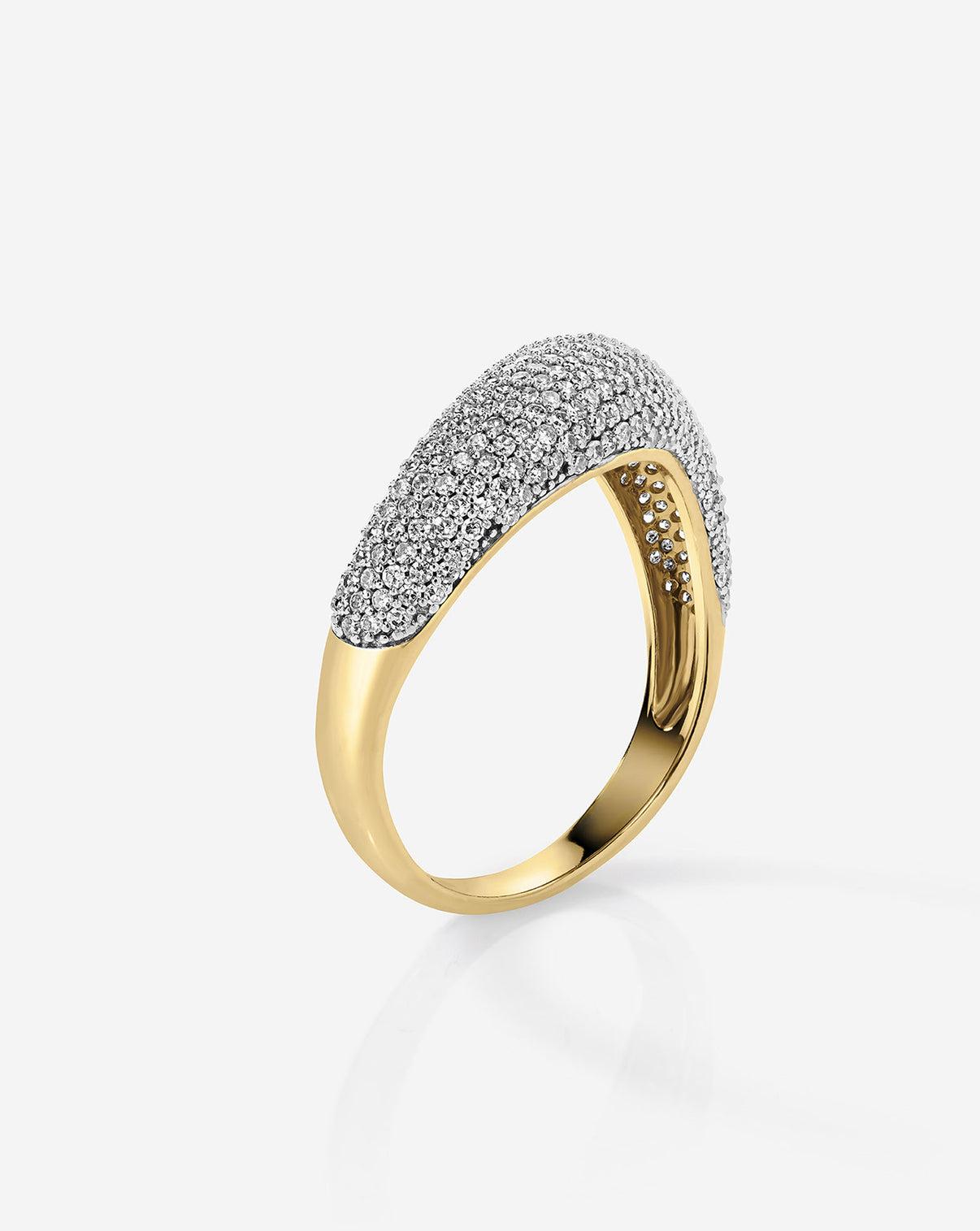 Pave Movement Cloud Ring 14K Yellow Gold - side view