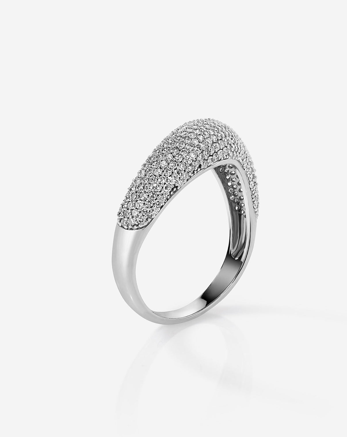 Pave Movement Cloud Ring 14K White Gold - side view