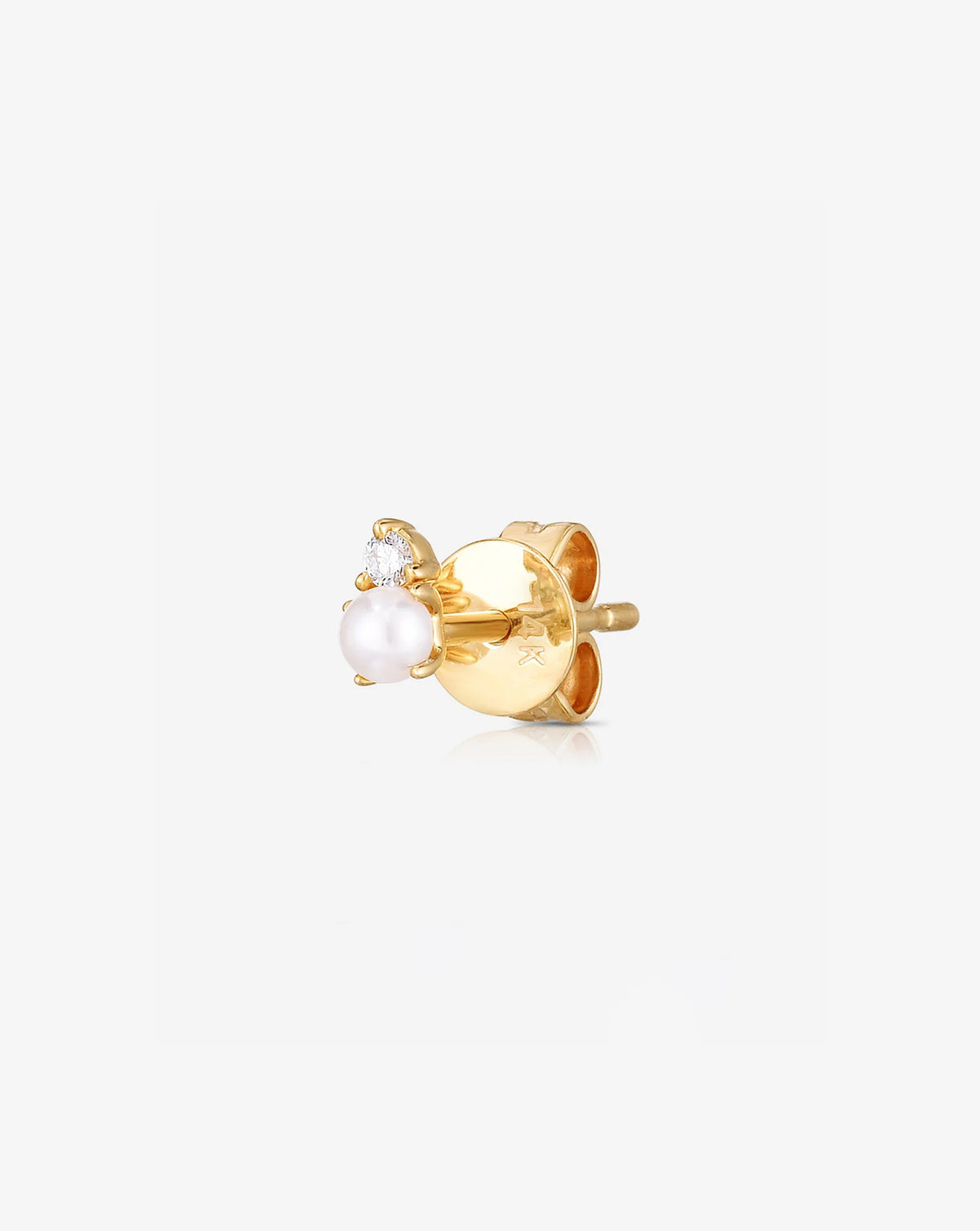 Ring Concierge Earrings 14k Yellow Gold / Single Pearl Studs with backing detail