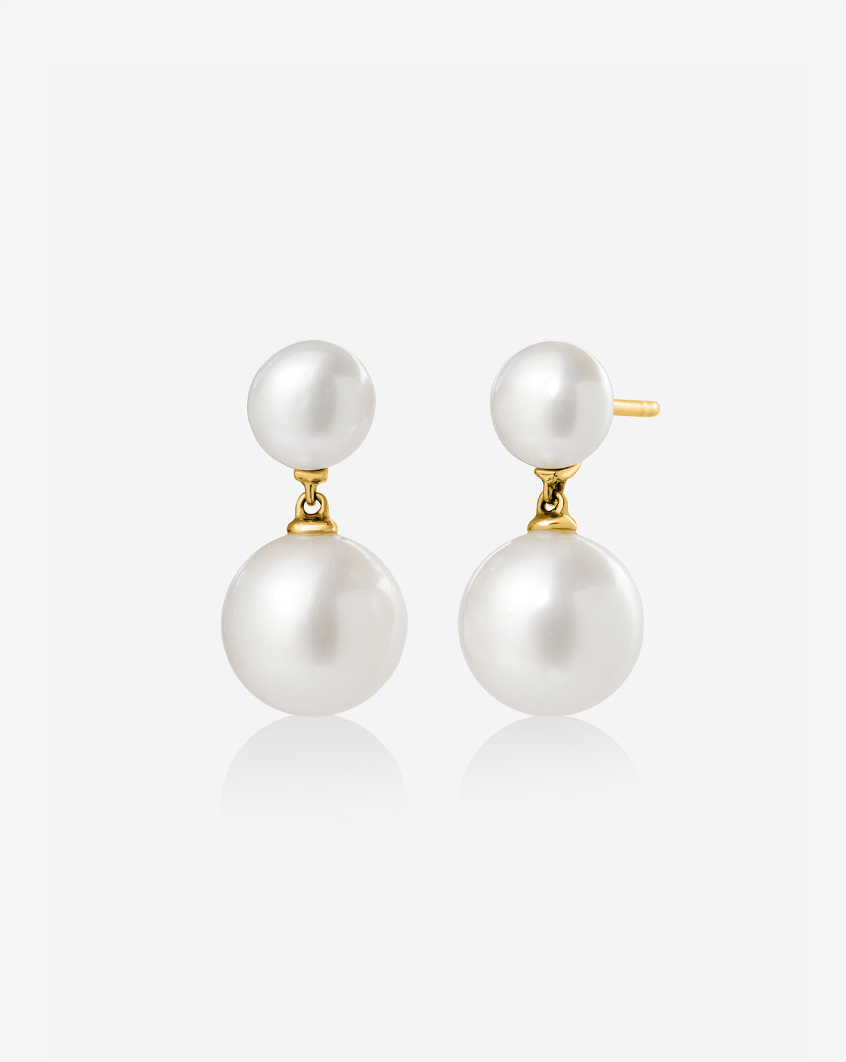 Pearl Duo Dangle Earrings yellow gold product still