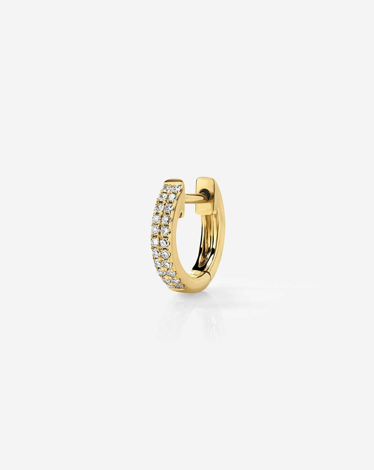 Ring Concierge 14k Yellow Gold single earring of Petite Double Row Huggies