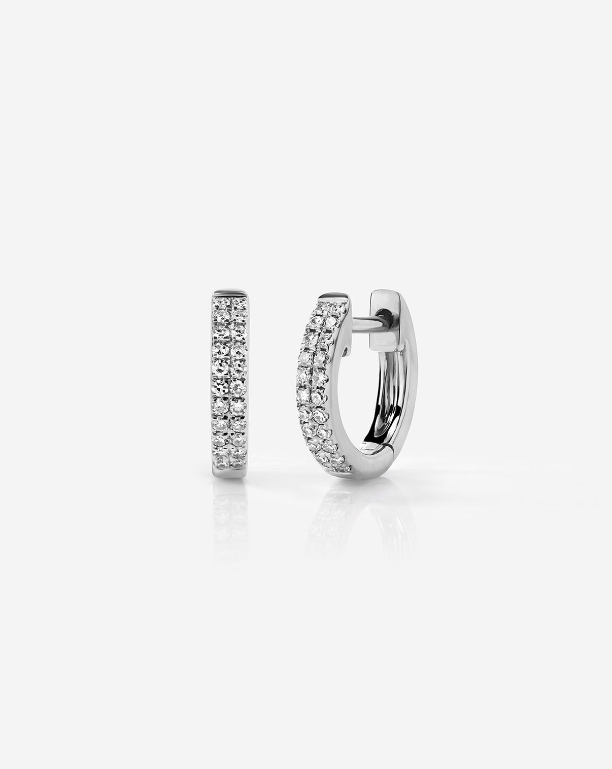 Ring Concierge 14k White Gold Pair of Petite Double Row Huggies