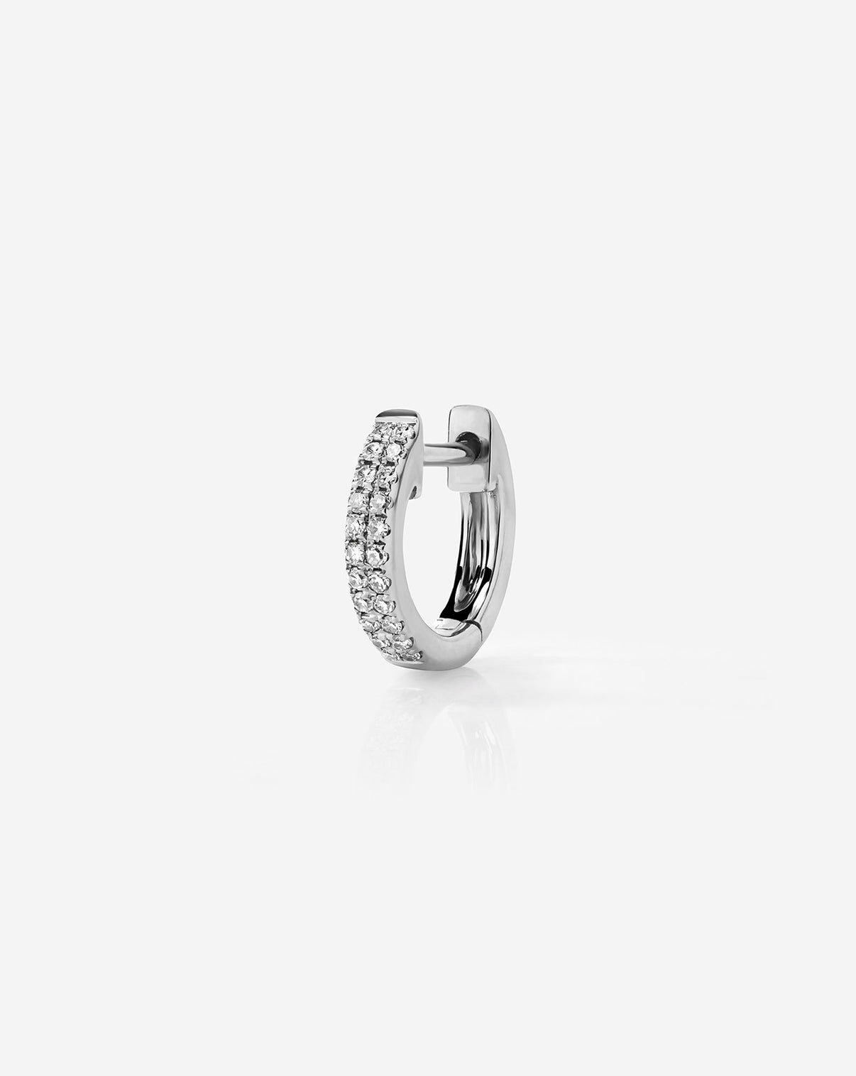 Ring Concierge 14k White Gold Single earring of Petite Double Row Huggies