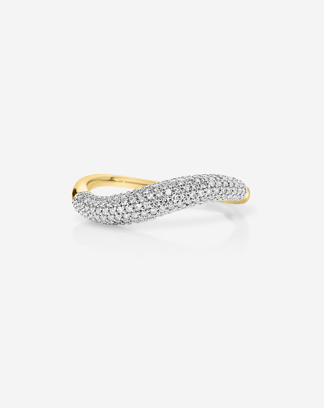 Petite Pavé Movement Cloud Ring in 14K Yellow Gold against white background