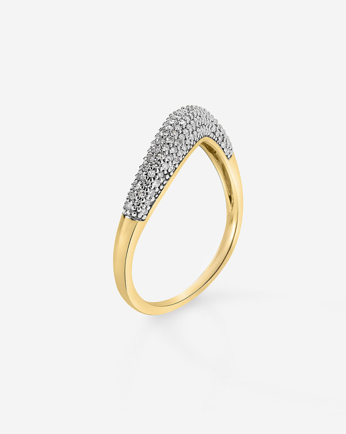 Petite Pavé Movement Cloud Ring in 14K Yellow Gold standing up
