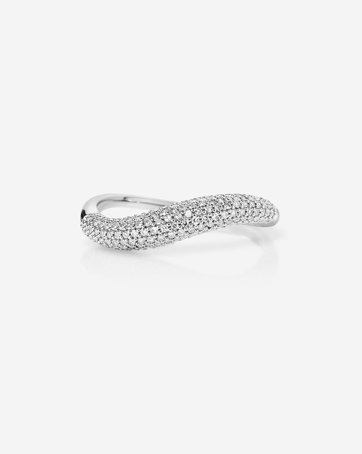 Petite Pavé Movement Cloud Ring in 14K White Gold