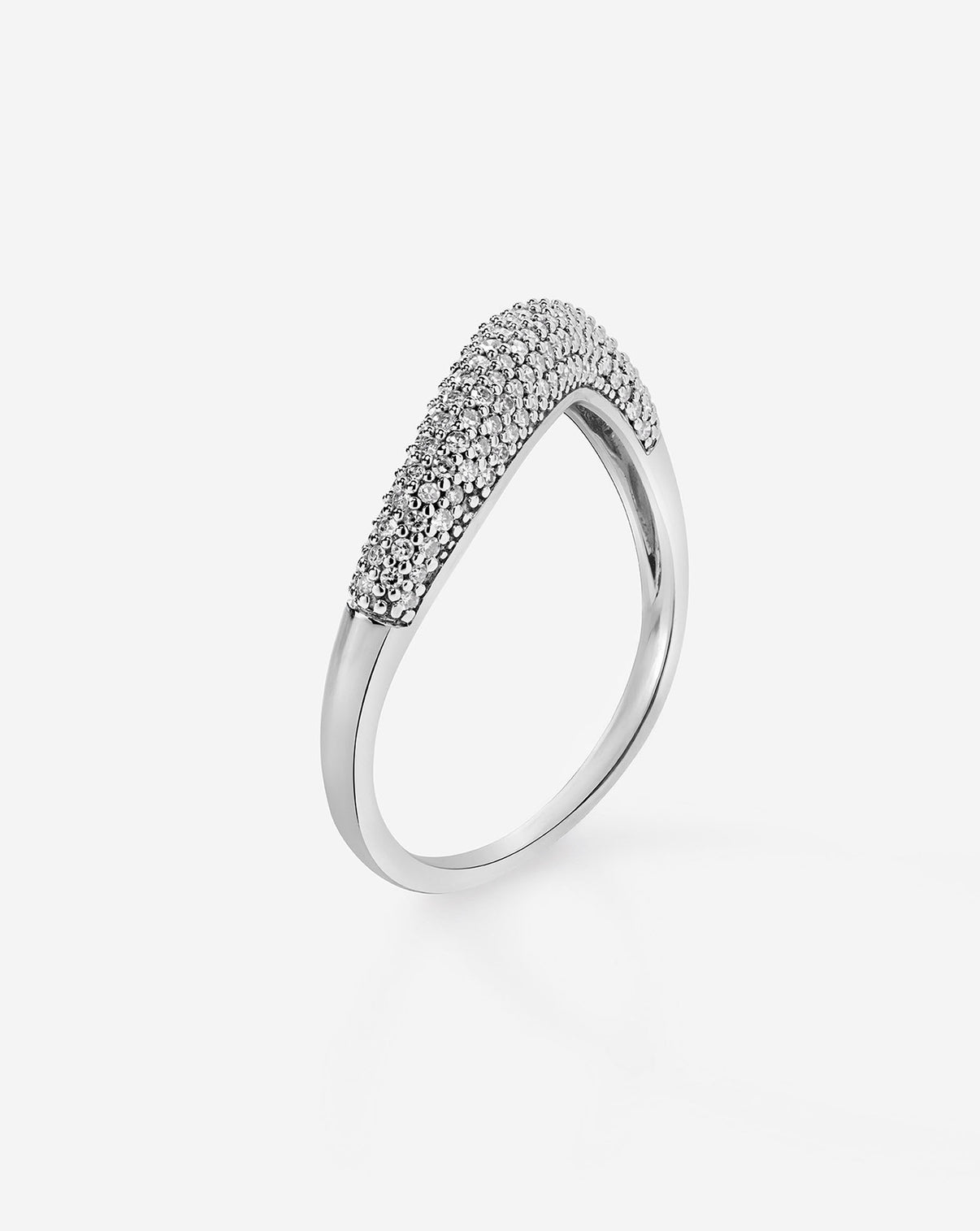Petite Pavé Movement Cloud Ring in 14K White Gold standing up