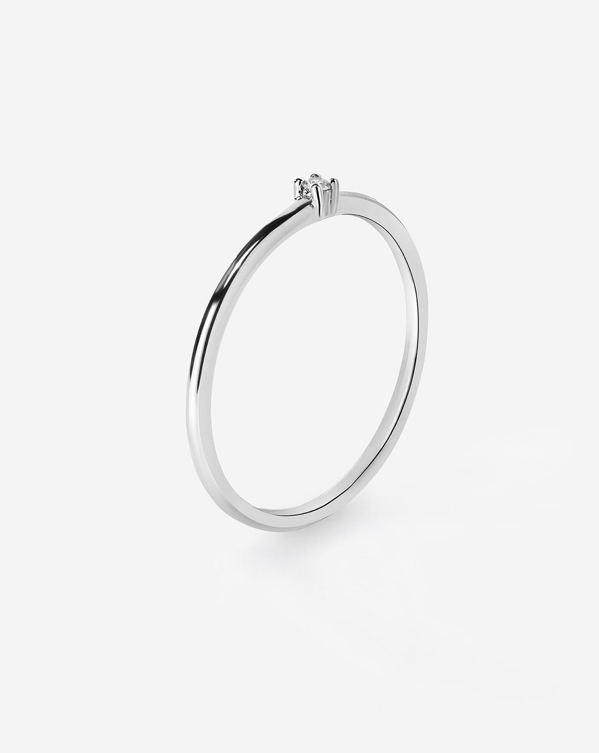 Petite Single Round Diamond Ring product still image in white gold side angle