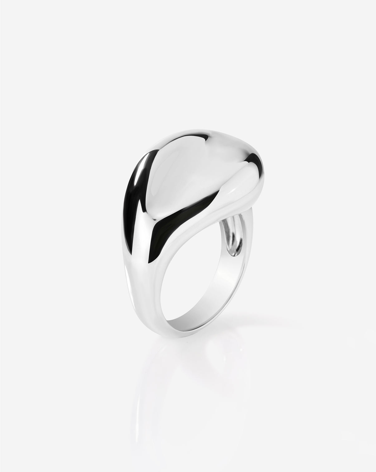 Alternative angle of Ring Concierge Silver Melted Pebble Ring emphasizing the flowing, asymmetrical design elements