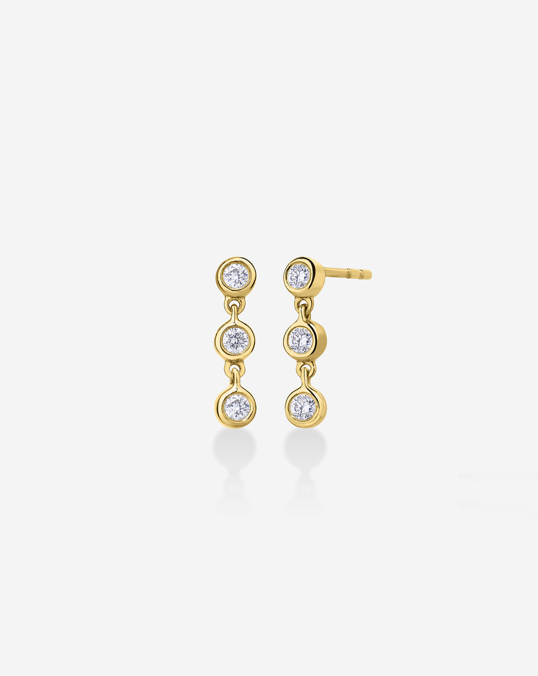 Triple Bezel Lab Diamond Drop Earrings