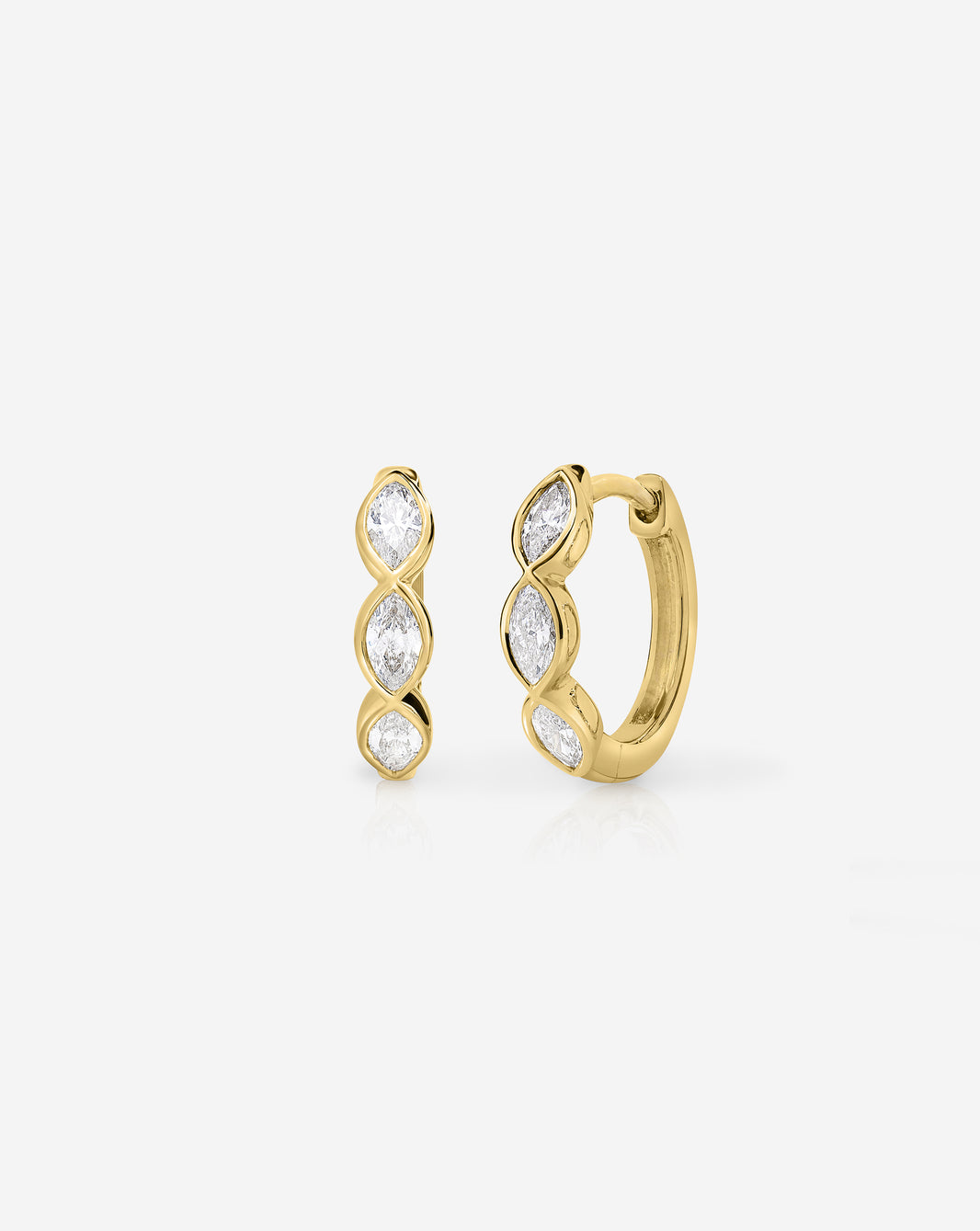 Bezel Marquise Lab Diamond Huggies