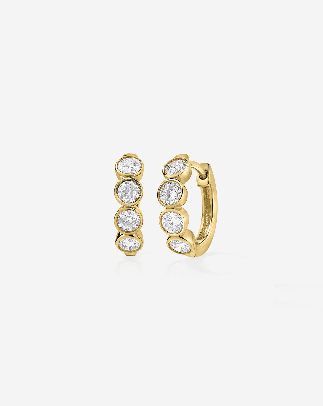 Bezel Round Lab Diamond Huggies