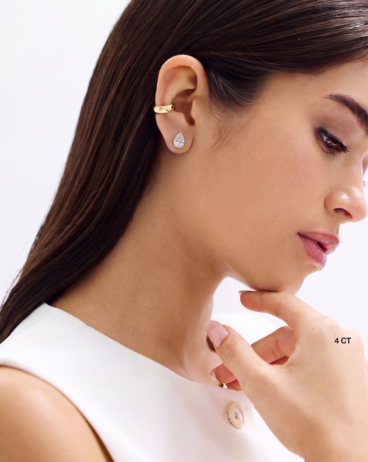 model wearing Pear Lab Grown Diamond Studs 4 carat 44304028598360
44304028631128
