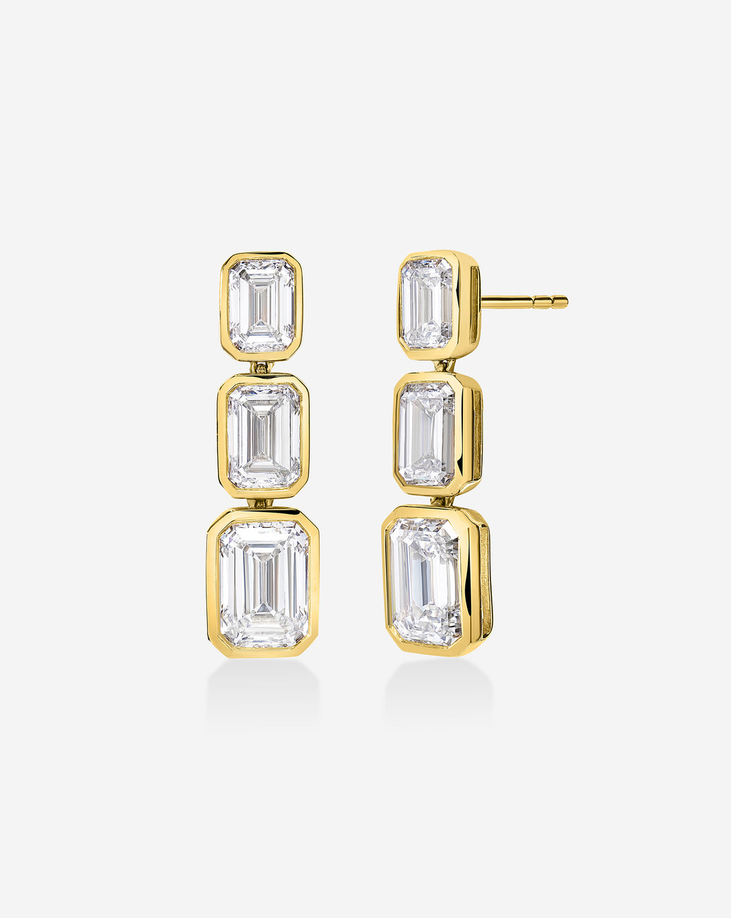 Graduated Emerald Lab Diamond Drop Earrings