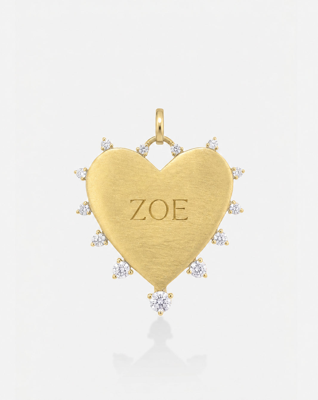 Engravable Lab Diamond Heart Pendant