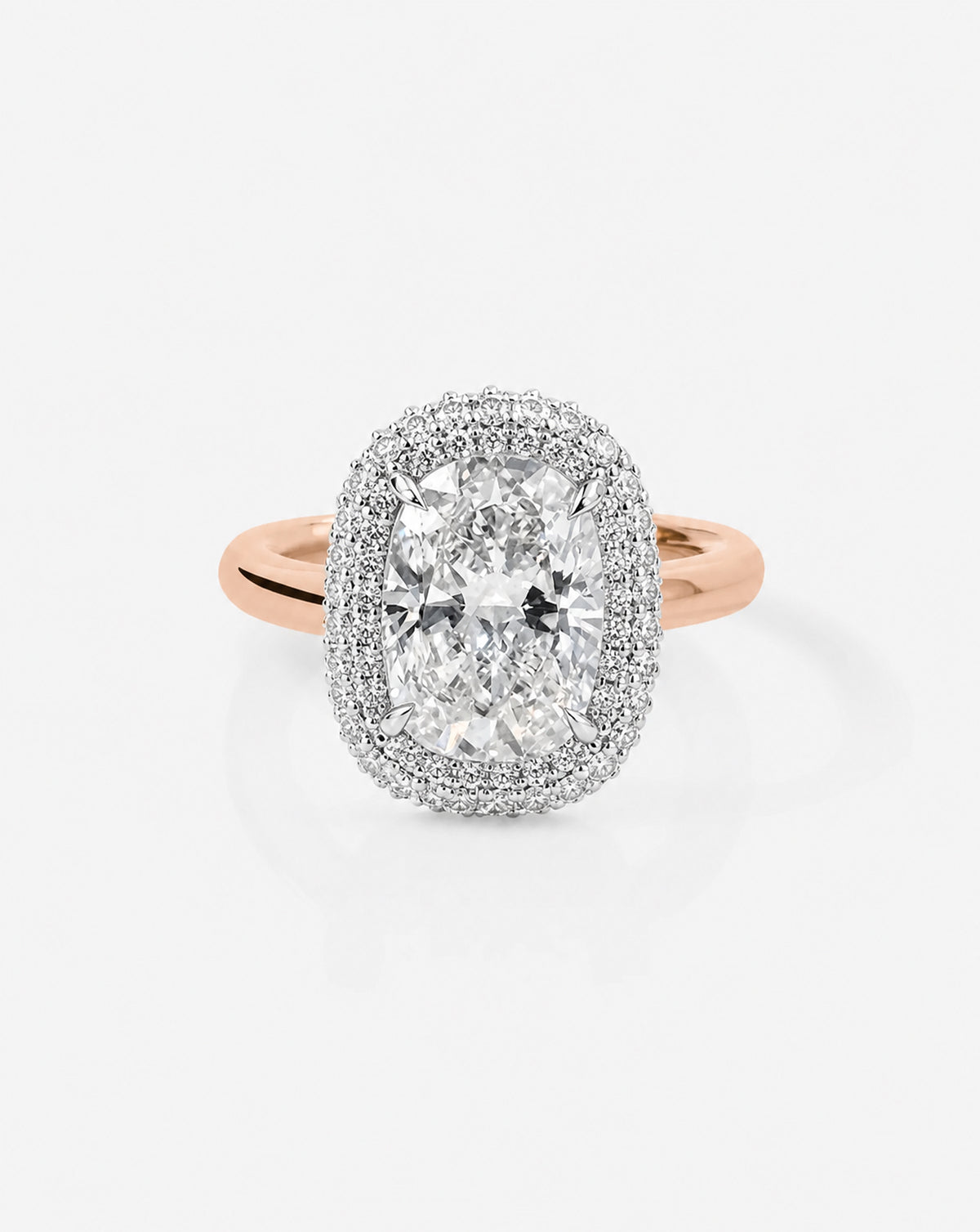 Cushion Cloud Bezel with Pavé Halo in Platinum Front View 44830239031384