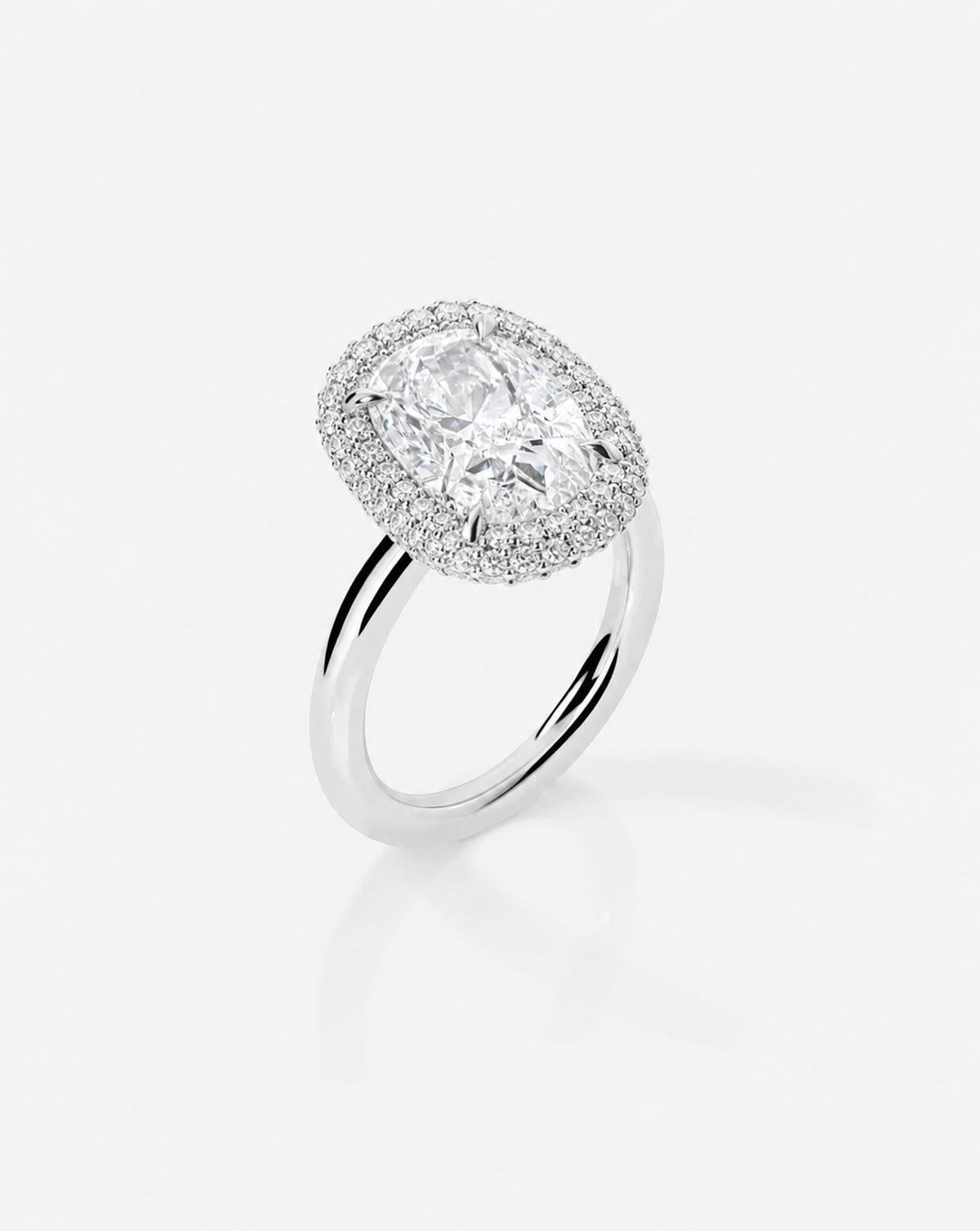 Cushion Cloud Bezel with Pavé Halo in Platinum Side View 44830238736472