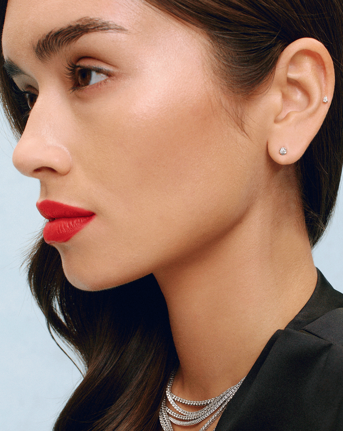 Tennis Trio Earrings on model GIF