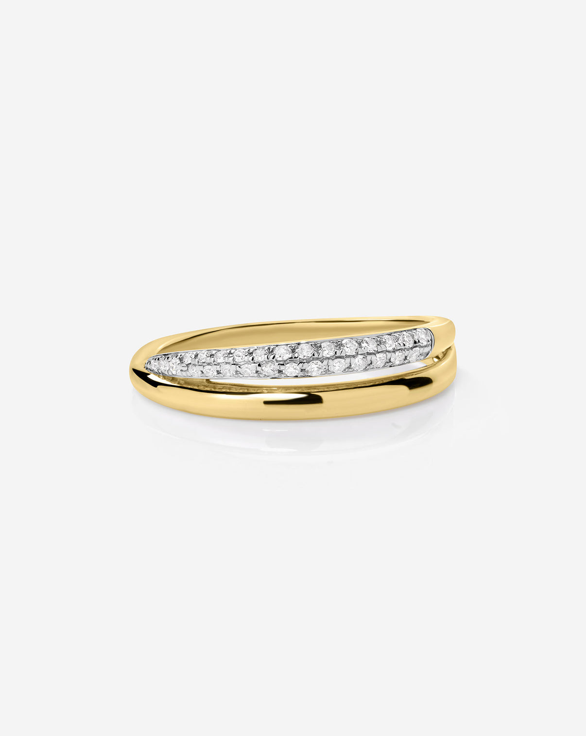 Double Row Ring in 14k Yellow Gold featuring 28 round natural diamonds