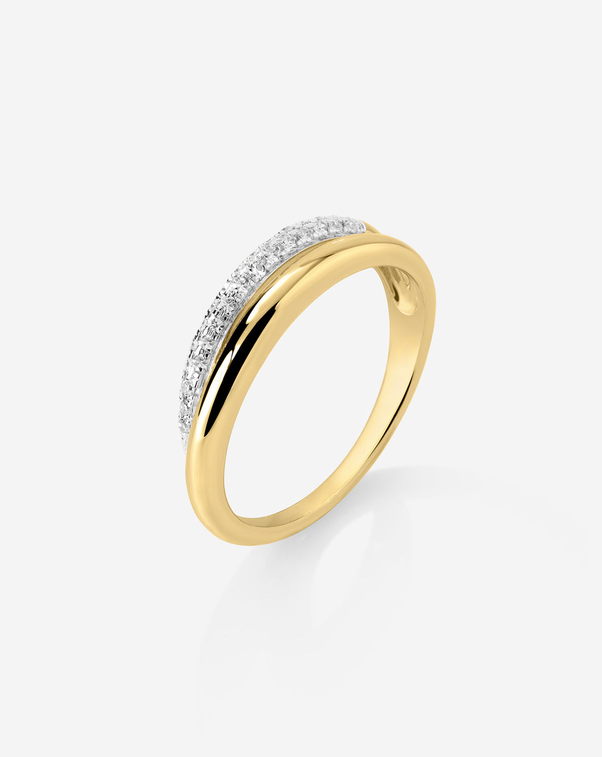 Detailed side view of Double Row Ring in 14k Yellow Gold