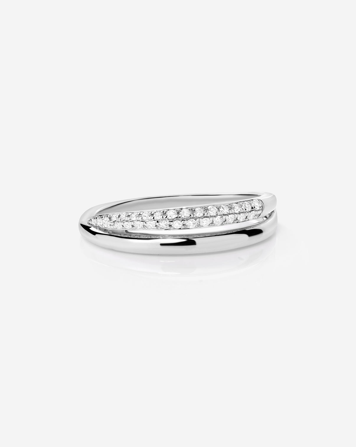 Double Row Ring in 14k White Gold featuring 28 round natural diamonds