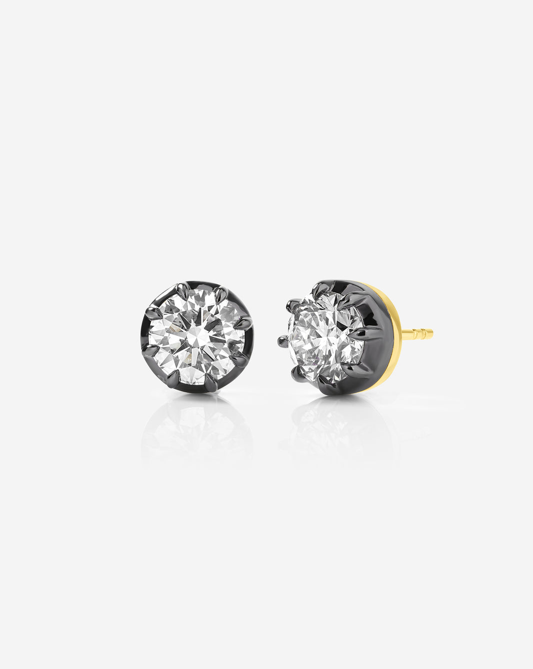 Georgian lab diamond stud earrings on white background