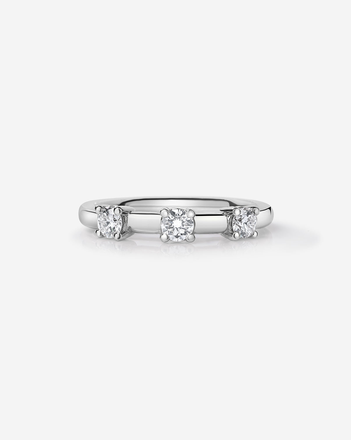 Platinum Diamond Trio Wedding Band with 3 round natural diamonds.