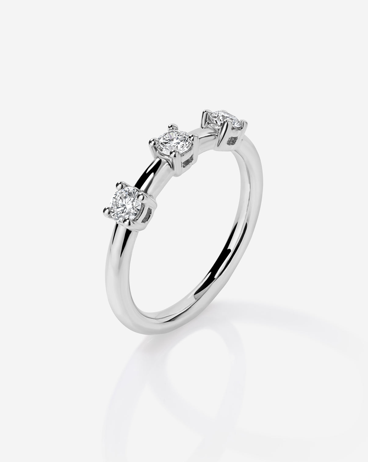 Side angle view of Platinum Natural Diamond Trio Wedding Band