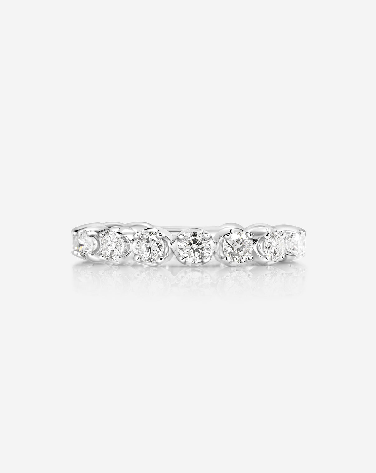 Detailed front view of 14k White Gold pave band