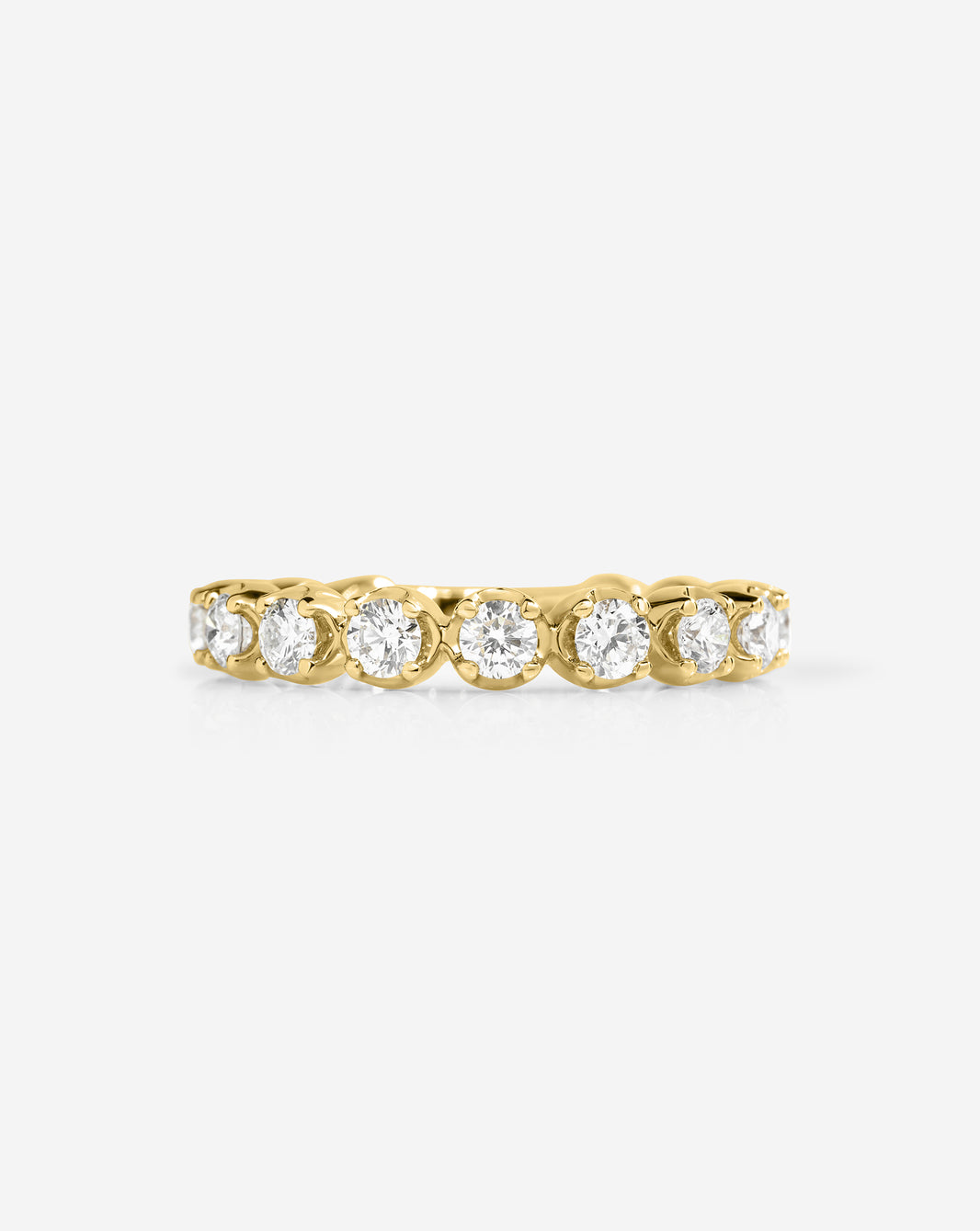 Detailed front view of 14k Yellow Gold pave band