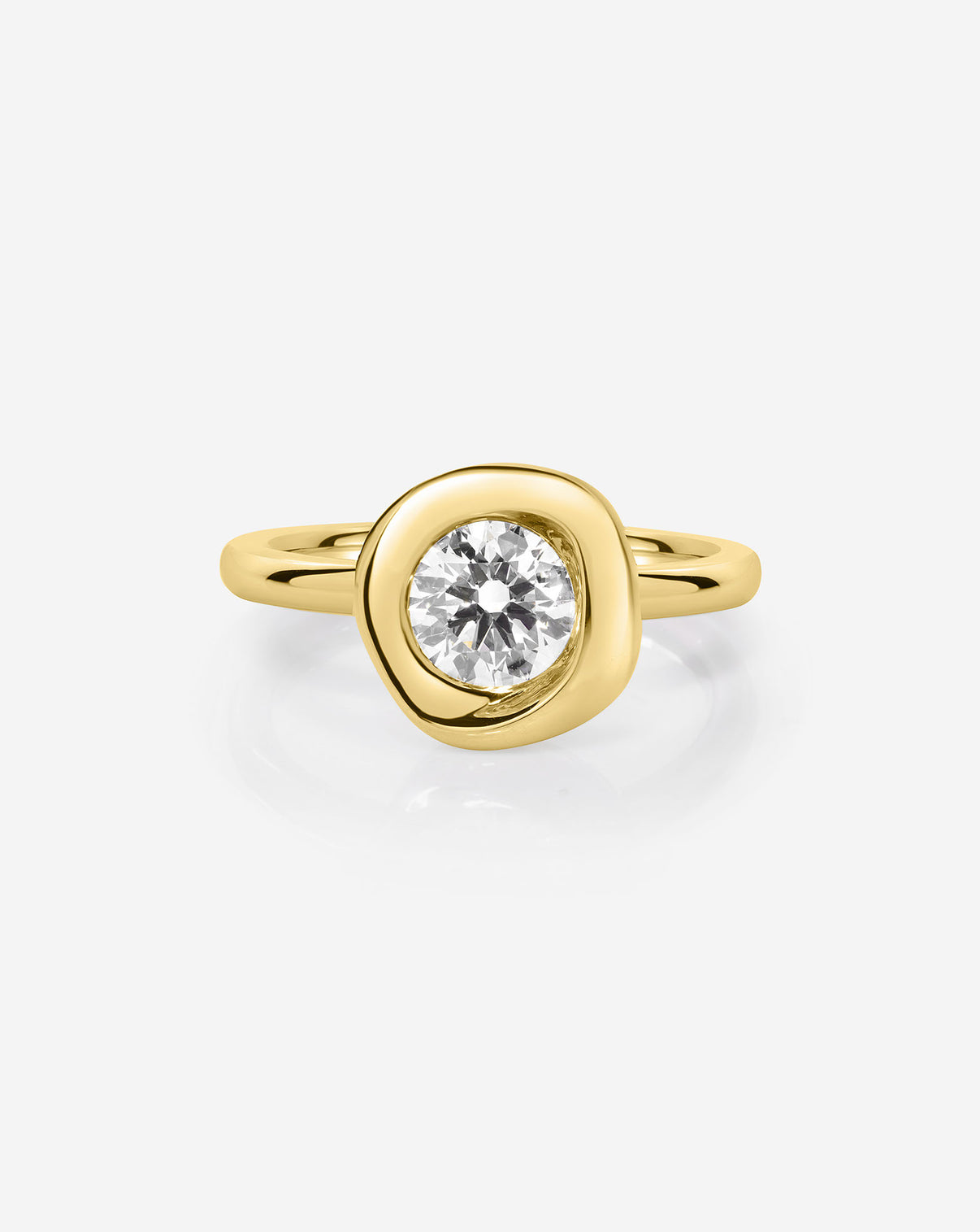 Organic Shapes Center Stone Ring in 14k yellow gold featuring .75 carat total weight lab diamond
